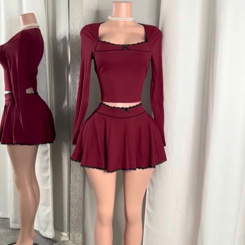 Fashion Nova Burgundy Two-Piece Set
